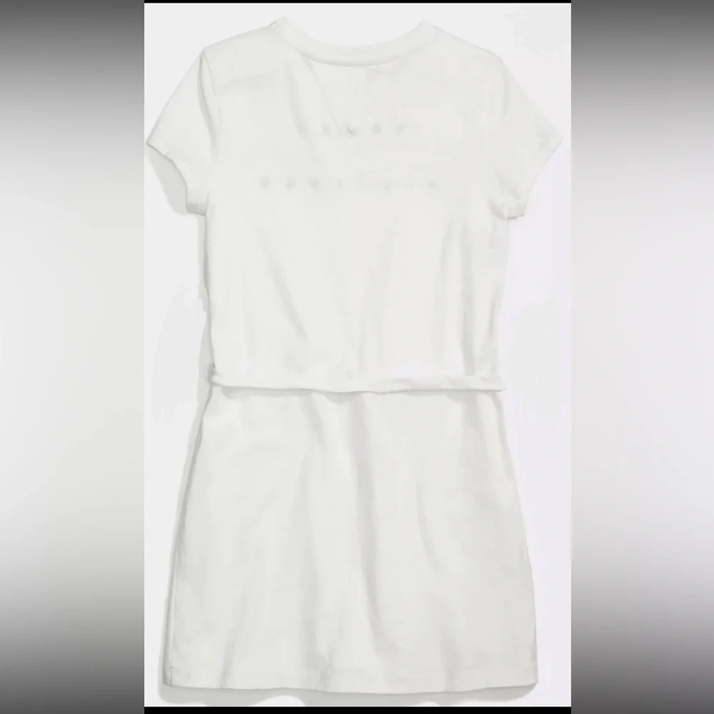 Tommy Hilfiger Girls Size 4 T-Shirt Dress White Red Blue Cotton Short Sleeve